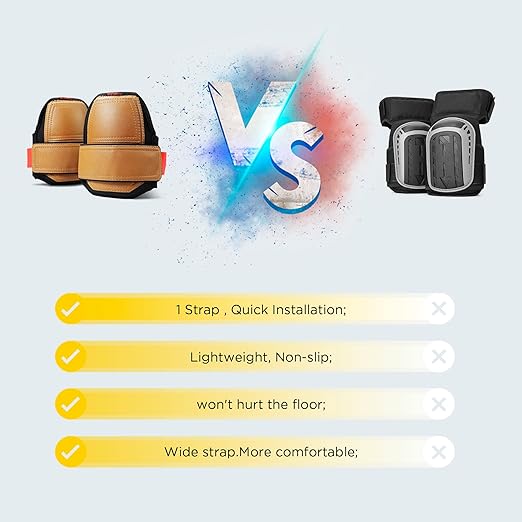 Leather Knee Pads, One Strap Non-slip Knee Pads, Machine Washable, Durable,Large Size