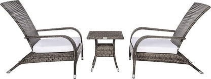 SAFAVIEH Outdoor Collection Edna Grey Brown/White Cushion 3-Piece Lounge Set with Table (PAT7719C)