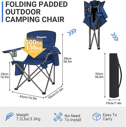 KingCamp Heavy Duty Oversized Comfy Folding Outdoor Portable Lawn Adults Bag Chair with Cooler for Outside Camp, Sports, Picnic, Stadium…