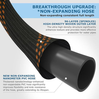 Non-Expanding Garden Hose 100 ft, Kink Free Flexible Water Hose with 10-Pattern Spray Nozzle, Lightweight Hose Pipe, Leak Proof, 3/4" Swivel Connectors, Super Fabric, Portable Storage Strap