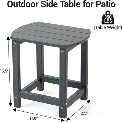 HDPE Patio Side End Table, Waterproof Outdoor Small Table for Patio, Garden, Poolside, Balcony, Deck, Porch, Backyard, Outdoor or Indoor Use, Grey