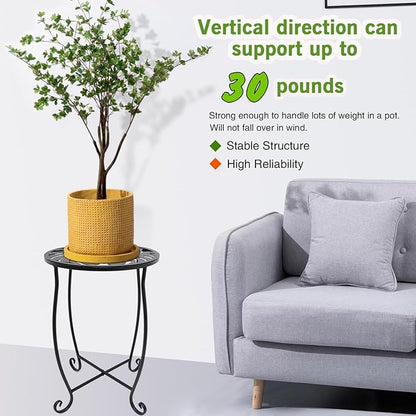 Fashion&cool Outdoor Side Tables, Weather Resistant Metal Patio Side Table, Small Round Outdoor End Table Side Table for Patio Yard Porch Balcony Garden Bedside, Plant Stand for Indoor Outdoor