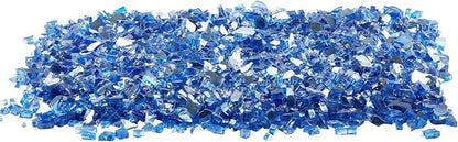 VEVOR Fire Glass, 10LBS / 4.5KG High-Temperature Resistant Fireplace Rocks, 1/4-Inch / 6.35 mm Reflective & Smokeless Firepit Glass Rock, High Luster Stone Landscaping for Fire Pit Table, Cobalt Blue