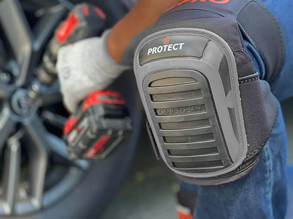 CARIB GEAR PRO Men's Professional Construction Knee Pad for Work - Heavy Duty Pad, Extra Thick Gel & Foam Cushion for Gardening Flooring & Cleaning Non-slip Waterproof Material - One Size - Black