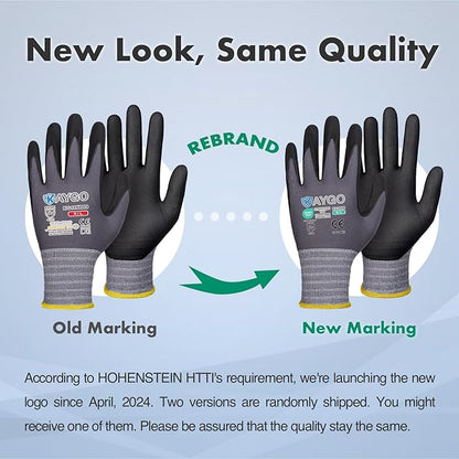 KAYGO Safety Work Gloves MicroFoam Nitrile Coated, 3 Pairs KG18NB,Seamless Knit Nylon Glove for Men and Women, Ideal for Automotive,Warehouse,Construction (2X-Large,Gray)