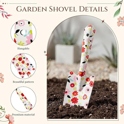 Sliner 12 Sets Floral Garden Shovels and Gloves Bulk Gardening Gift for Women, Heavy Duty Trowels with Mother's Day Cards and Bags for Mom Grandma Birthday Gift