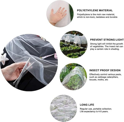 Garden Netting, Barrier Netting Plant Cover for Thicken Mosquito Garden Mesh Net Covers for Protect Plant Vegetable Fruits Flower（10x50 ft）