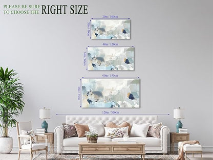 arteWOODS Abstract Canvas Wall Art Teal Abstract Pictures Canvas Painting Modern Bluish Green Canvas Prints Turquoise Artwork Wall Decor for Living Room Bedroom Home Office Wall Decoration 29" x 58"