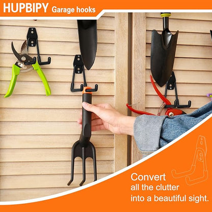 HUPBIPY Heavy Duty Garage Hooks 12 Pack, 2.8 inch Small U Shaped Hanger, Wall Mounted Storage System, Power and Garden Tool Organizer, for Hanging Ladders, Hose, Bulk Items and More