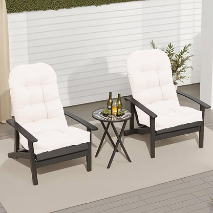 Adirondack Chair Cushion, Waterproof Outdoor Seat Cushions for Patio Furniture, Thick High Back Replacement Pad for Porch Lawn Wicker Dining Desk Chair, Rocking Chair Cushion, Beige