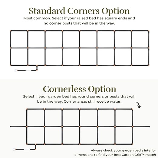 Garden Grid Watering System, 2x4 Cornerless | Drip Irrigation System for Garden Beds - But Better | Pre-Assembled, Waters Every Plant | Ideal for Beds w/Corner Posts or Curved Ends | 22.5"x44"