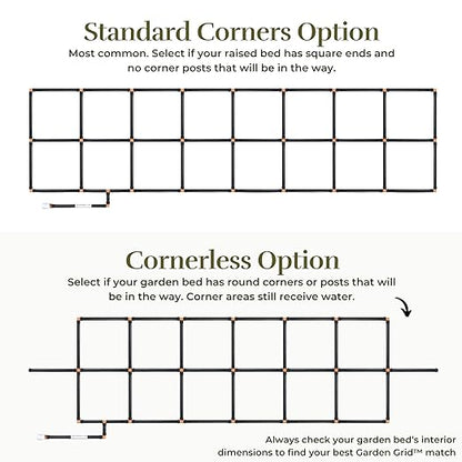 Garden Grid Watering System, 2x4 Cornerless | Drip Irrigation System for Garden Beds - But Better | Pre-Assembled, Waters Every Plant | Ideal for Beds w/Corner Posts or Curved Ends | 22.5"x44"