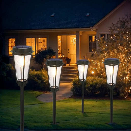 Solar Pathway Lights for Outdoor Garden - 4 Pack Waterproof Lighting to Brighten Your Path, Patio, Yard, and Walkway