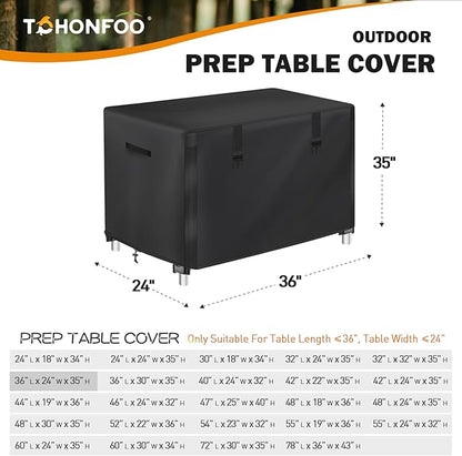 Outdoor Prep Table Cover with Split Zipper for Keter Unity Small Portable Table, Compatible with 36 inch Outdoor Utility Cart and Storage Cabinet, 36"L x 24"W x 35"H