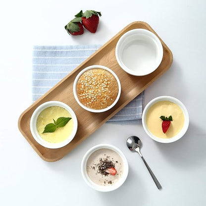 Ramekins 6 oz Set of 8, Creme Brulee Ramekins, Souffle Dishes, Oven Safe Porcelain Ramiken Bowls For Custard, Lava Cakes, Pudding, Flan, Mini Desserts, Dipping Sauce Cups
