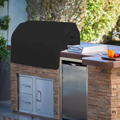 Covers & all Built-in Outdoor Grill Cover, Durable 12 Oz Waterproof Cover Max Material with Air Pocket & Elastic for Snug Fit (44" W x 27" D x 26" H Inches, Black)