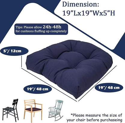 MTMR Water-Repellent Outdoor Chair Cushions Set of 2, 19”X19” Patio Chair Cushions with High Elasticity PP Cotton, No Fading Tufted Seat Cushions for Outdoor Furniture, Thick and Large Patio Cushions