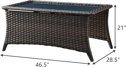 HUMMUH Outdoor Furniture 6 Pieces Patio Furniture Set Wicker Outdoor Sectional Sofa with 2 Patio Chairs,Ottomans,Coffee Table…