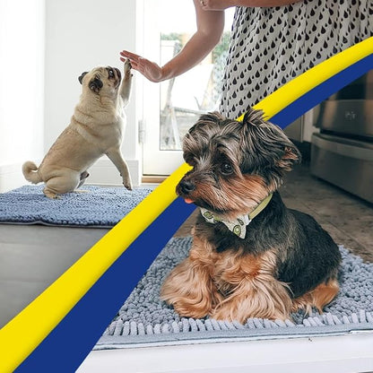Muddy Mat® | Super Water Absorbent Door Mat Indoor, Microfiber Quick Dry Chenille Entryway Rug, Slip Resistant Front Door Mat, Indoor Mats for Entryway, Machine Washable Pet Rug, Baby Blue 22" x 36"