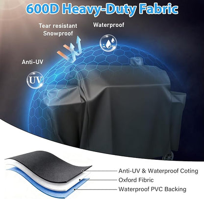 Utheer Grill Cover for Pit Boss PB1230 Combo Grill, Waterproof 600D Grill Cover for PB1100PSC2 & PB1100PSC1 Pro Series Triple-Function Wood Pellet/Gas Combo Grill, for PB 67364