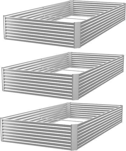 BTDVR 3 Pcs Galvanized Raised Garden Bed Outdoor, Metal Raised Beds for Vegetables, Above Ground Garden Box for Flower, Steel Garden Bed for Gardening - 36x18 inch