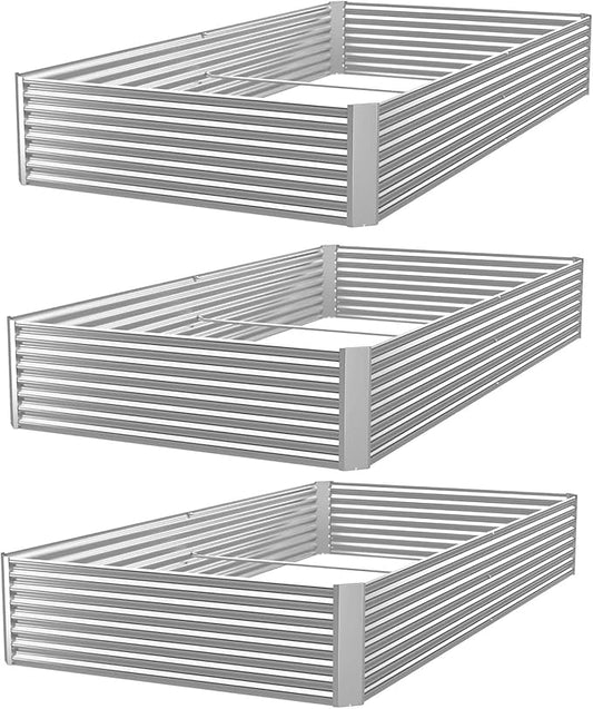 BTDVR 3 Pcs 8×4ft Galvanized Raised Garden Bed Outdoor, Metal Raised Beds for Vegetables, Above Ground Garden Box for Flower, Steel Garden Bed for Gardening