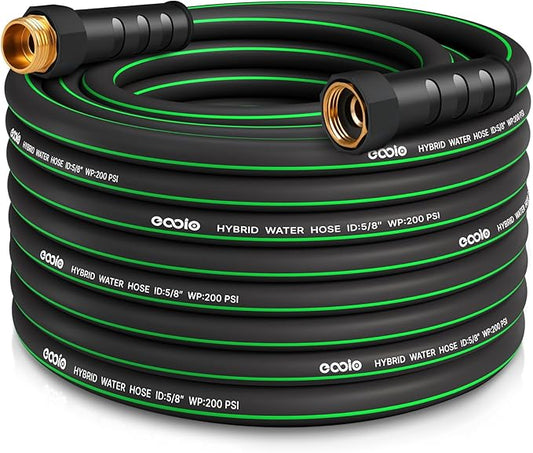 Heavy Duty Garden Hose 50ft, NON-EXPANDABLE Flexible Water Hose, Kink Resistant Lightweight Hybrid Hose, Leakproof Hose Male to Female Fittings
