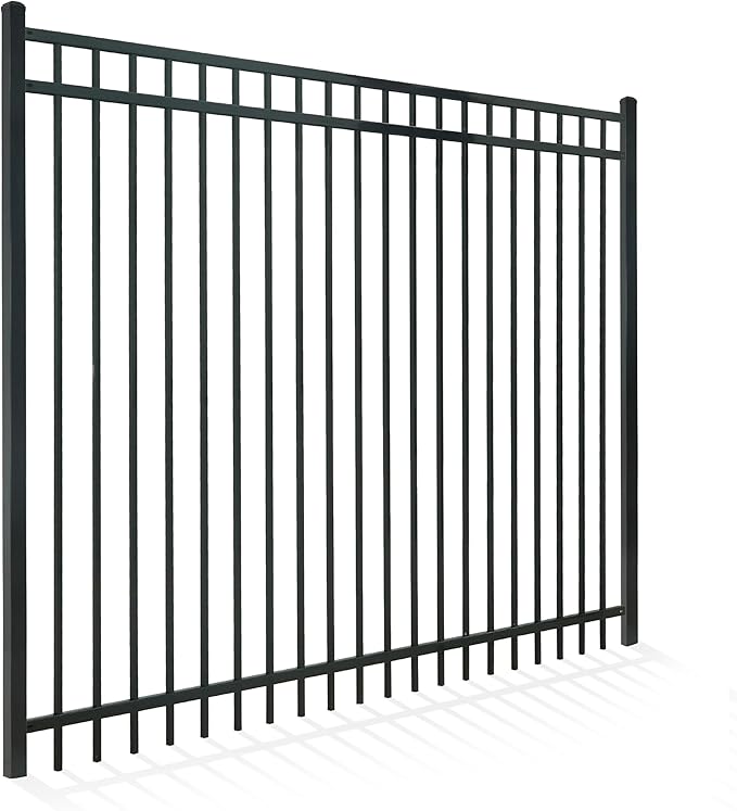 Fencer Wire Heavy Duty Flat Top Fence Barrier Panel, 6FT Height X 8FT Width Anti-Rust Metal Fencing Panel, 2” Diameter Steel Outdoor Decorative Garden Fence Panel for Yard, Pool, Patio, Single Panel
