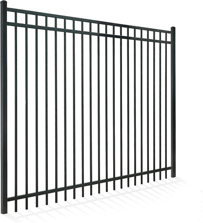 Fencer Wire Heavy Duty Flat Top Fence Barrier Panel, 6FT Height X 8FT Width Anti-Rust Metal Fencing Panel, 2” Diameter Steel Outdoor Decorative Garden Fence Panel for Yard, Pool, Patio, Single Panel