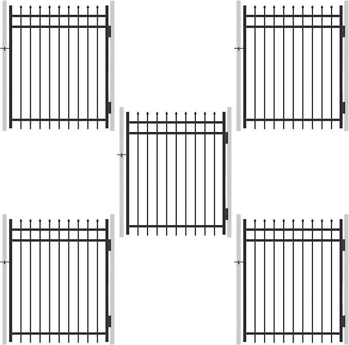 Pinnacle Fence Gate Pack of 5 - Heavy Duty Steel, 5FT x 4FT, Anti-Rust, Decorative for Residential, Yard, Pool, Patio