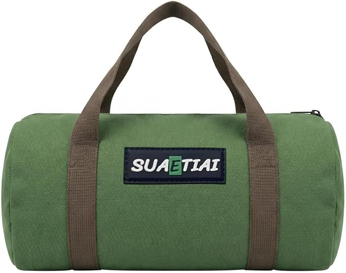 12 Inch Small Tool Bags for Men, Wide Mouth Zipper Tool Storage Bag, Large Capacity Canvas Tool Tote Bag, Multi-Function Tool bag for Storage Wrenches, Screwdrivers, Repair Tools (Green)