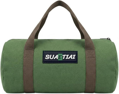 12 Inch Small Tool Bags for Men, Wide Mouth Zipper Tool Storage Bag, Large Capacity Canvas Tool Tote Bag, Multi-Function Tool bag for Storage Wrenches, Screwdrivers, Repair Tools (Green)