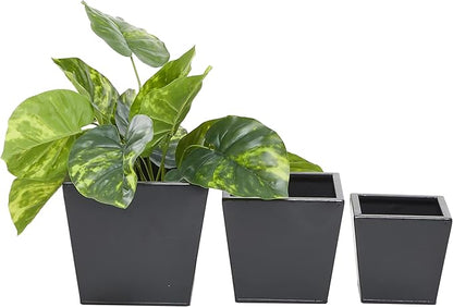 CosmoLiving by Cosmopolitan Metal Indoor Outdoor Planter, Set of 3 7", 6", 5"H, Dark Gray