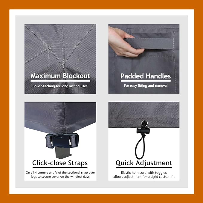 Curved Patio Furniture Cover for Outdoor Sectional Sofa, 96"(65") Reinforced Waterproof 600D Patio Couch Covers, Half Moon Lawn Outside Garden Furniture Winter Protective Cover