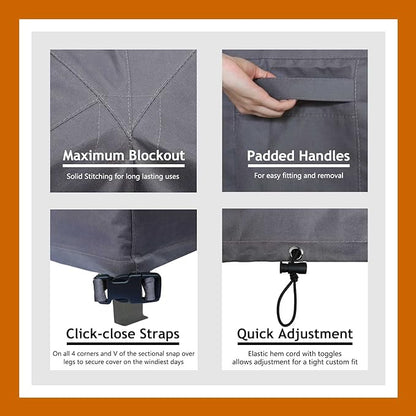 Curved Patio Furniture Cover for Outdoor Sectional Sofa, 96"(65") Reinforced Waterproof 600D Patio Couch Covers, Half Moon Lawn Outside Garden Furniture Winter Protective Cover