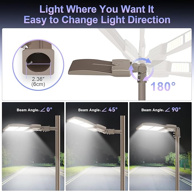 LED Parking Lot Light with Slip Fitter, UL DLC Listed, 5000K Shoebox Pole Light, IP65 Waterproof Commercial Street Area Lighting for Roadway/Driveway/Yard(320W,100-277V)