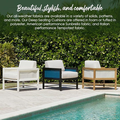 RSH DECOR: Deep Seating Cushion with Pillow Back | 23” x 26” Seat | All-Weather Spun Fabric | Water and Fade-Resistant | Outdoor Chair Cushion Set for Patio Furniture | Copeland Caribe Blue Floral