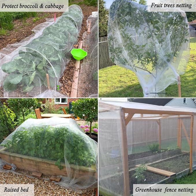 6.5X50Ft Garden Netting Pest Barrier – Ultra Fine Mesh Netting Plant Covers & Row Cover, Protects Vegetables, Fruits, Flowers from Mosquitoes, Insects, Birds, Deer & Squirrels