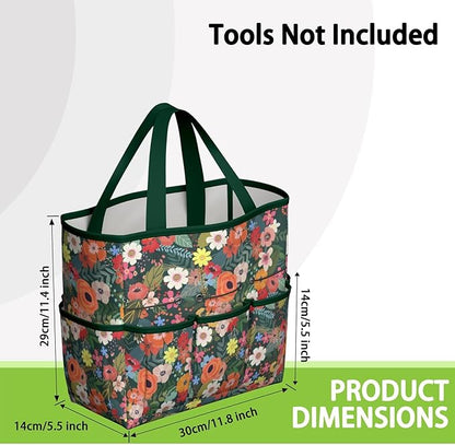 Daisy Flowers Garden Tool Bag - Waterproof Garden Tote with 8 Pockets, Large Storage Home Organizer Gardening Tool Oxford Bag for Garden Tools Kits Holder, Ideal Outdoor Gardening Gift for Women & Men