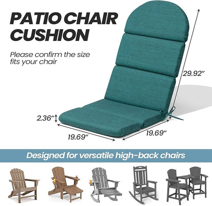 Crestlive 50x19.6 Inch Adirondack Chair Cushion Set of 2, Water Repellent, Fade Resistant, High Back Outdoor Rocking Chair Cushion for Patio, Malachite