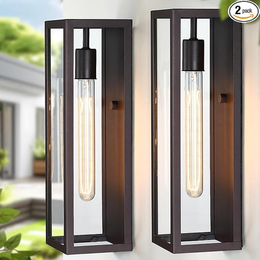 Brown Large Exterior Lighting Fixtures 2Pack, 16'' Waterproof Front Porch Lights Outdoor Wall Sconces, Outdoor Garage Lighting Fixtures Wall Mount for House Coach Carriage Lights Exterior
