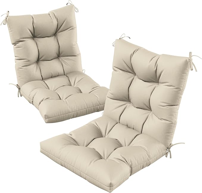 Patio Seat&Back Chair Cushions for Outdoor Furniture，Comfortable Cushions for Rocking/Dining/Lawn Chair-Set of 2