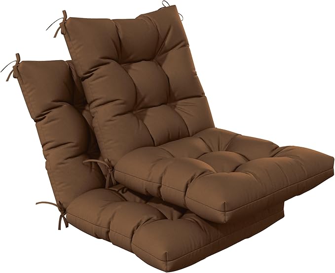 Patio Seat&Back Chair Cushions for Outdoor Furniture，Comfortable Cushions for Rocking/Dining/Lawn Chair-Set of 2