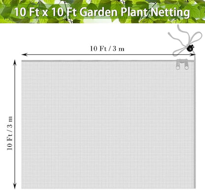 Fruit Tree Netting Covers with Zipper to Protect from Squirrels and Birds Large Netting for Fruit Trees Net Protection, White, 10' x 10', 1 Pack