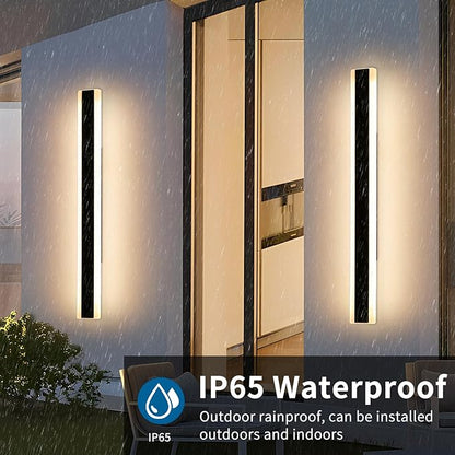 2 Pack Long Outdoor Wall Sconce, 47.2inch Modern Exterior Light Fixture, IP65 Waterproof, 3000K-6000K Dimmable with Remote Control, Linear Wall Mount Lighting for Patio, Garden, Garage