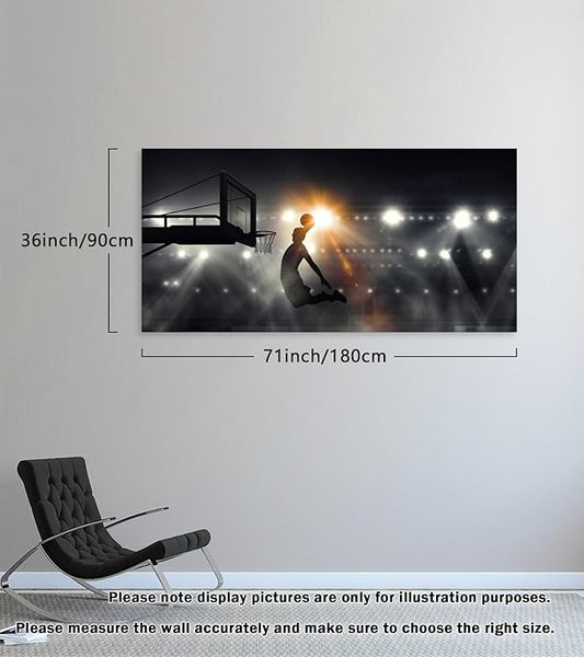 Muolunna BK06698 Basketball Sports Canvas Wall Art Picture 1 Panel Sports Painting Art Prints For Living Room Boys Room Office Wall Decor Artwork