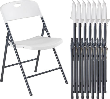 DUMOS 8 Pack Folding Chairs Heavy Duty - Plastic Stackable Portable Dining Chairs Set, Wedding, Party, Patio, Garden, for Indoor Outdoor, for Home and Office, Conference, White
