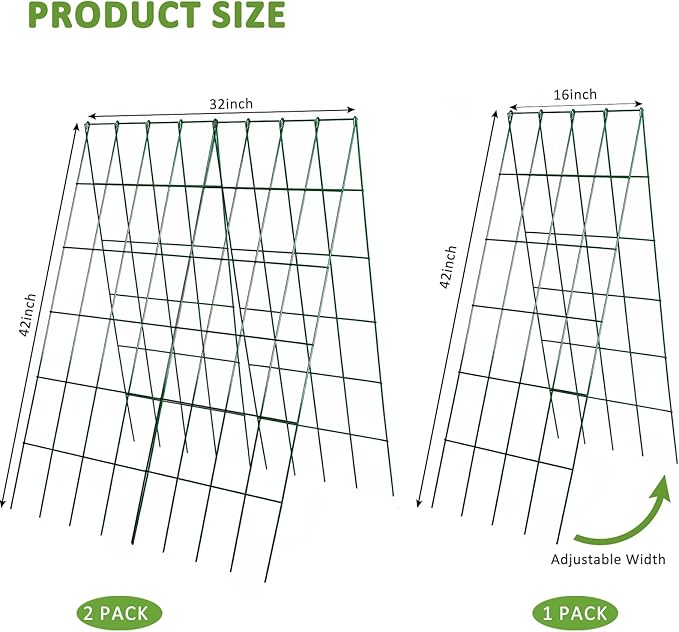 2 Pack Cucumber Trellis for Raised Garden Bed, 42"X 16" A-Frame Garden Trellis, Metal Climbing Plants Support Trellis for Tomato, Beans,Vegetables