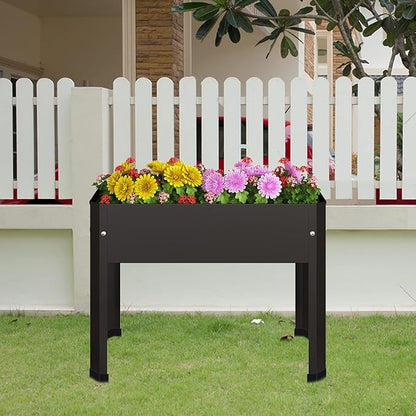 Raised Garden Bed with Detachable Legs Elevated Metal Planter Box for Growing Fresh Herbs Vegetables Flowers Succulents&Other Plants for Outdoor Backyard Patio Deck Balcony Black S