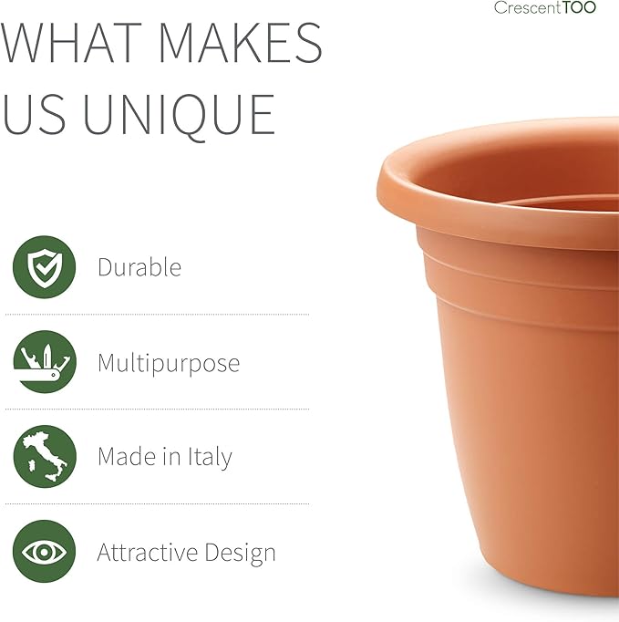 Crescent Too Emma Plant Pot, 10-Inch Terracota (Bag of 12)